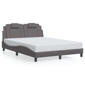 Estructura cama con luces LED cuero sintético gris 140x190 cm de , Camas y somieres - Ref: Foro24-3214018, Precio: 200,99 €, ...