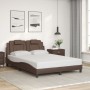 Bed frame with LED lights in brown synthetic leather 140x200 cm by , Beds and slatted bases - Ref: Foro24-3214024, Price: 222...