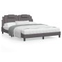 Estructura de cama con luces LED cuero PE gris 160x200 cm de , Camas y somieres - Ref: Foro24-3214032, Precio: 217,74 €, Desc...