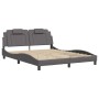 Estructura de cama con luces LED cuero PE gris 160x200 cm de , Camas y somieres - Ref: Foro24-3214032, Precio: 217,74 €, Desc...