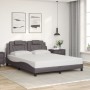 Estructura de cama con luces LED cuero PE gris 160x200 cm de , Camas y somieres - Ref: Foro24-3214032, Precio: 210,99 €, Desc...