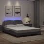 Estructura de cama con luces LED cuero PE gris 160x200 cm de , Camas y somieres - Ref: Foro24-3214032, Precio: 210,99 €, Desc...