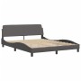 Estructura de cama con luces LED cuero PE gris 160x200 cm de , Camas y somieres - Ref: Foro24-3214032, Precio: 210,99 €, Desc...