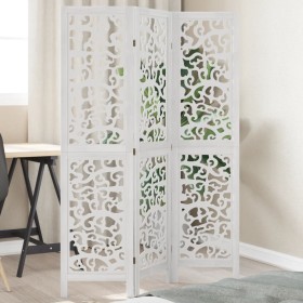 Three-panel solid Paulownia wood room divider screen in white. by , Room dividers - Ref: Foro24-358733, Price: 78,99 €, Disco...