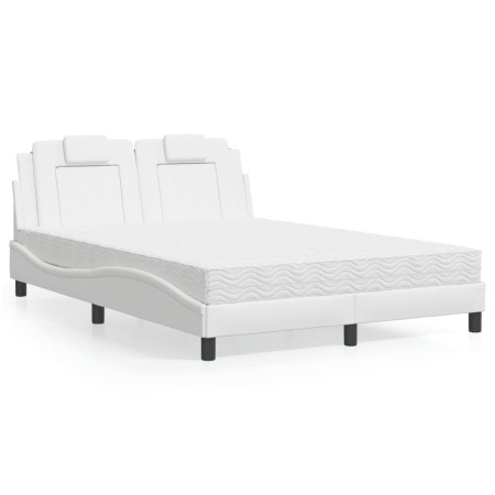 Cama con colchón cuero sintético blanco 140x200 cm de , Camas y somieres - Ref: Foro24-3208797, Precio: 421,62 €, Descuento: %