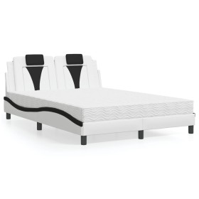 Bed with white and black synthetic leather mattress 140x190 cm by , Beds and slatted bases - Ref: Foro24-3208795, Price: 394,...