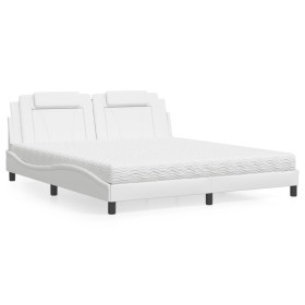 Bett mit weißem Kunstleder-Matratze 180x200 cm von , Betten und Lattenroste - Ref: Foro24-3208811, Preis: 456,59 €, Rabatt: %