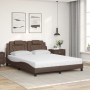 Bed with brown synthetic leather mattress 160x200 cm by , Beds and slatted bases - Ref: Foro24-3208805, Price: 447,54 €, Disc...