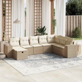 Garden sofa set with beige cushions, 8 pieces, PE rattan. by , Garden sets - Ref: Foro24-3264514, Price: 687,07 €, Discount: %