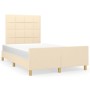 Estructura de cama con cabecero tela crema 120x190 cm de , Camas y somieres - Ref: Foro24-3270518, Precio: 172,16 €, Descuent...