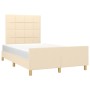 Estructura de cama con cabecero tela crema 120x190 cm de , Camas y somieres - Ref: Foro24-3270518, Precio: 172,16 €, Descuent...