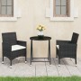 3-teiliges Bistro-Set für den Garten aus PE-Rattan mit schwarzem gehärtetem Glasplatte von , Gartensets - Ref: Foro24-3095926...