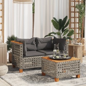 Ecksofas für den Garten mit 2 Kissen aus grauem Kunststoff-Rattan von , Outdoor-Sofas - Ref: Foro24-365936, Preis: 186,99 €, ...