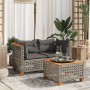 Corner garden sofas with 2 synthetic rattan gray cushions by , Outdoor sofas - Ref: Foro24-365936, Price: 187,57 €, Discount: %