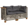 Ecksofas für den Garten mit 2 Kissen aus grauem Kunststoff-Rattan von , Outdoor-Sofas - Ref: Foro24-365936, Preis: 186,99 €, ...