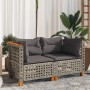 Ecksofas für den Garten mit 2 Kissen aus grauem Kunststoff-Rattan von , Outdoor-Sofas - Ref: Foro24-365936, Preis: 186,99 €, ...