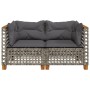 Ecksofas für den Garten mit 2 Kissen aus grauem Kunststoff-Rattan von , Outdoor-Sofas - Ref: Foro24-365936, Preis: 186,99 €, ...