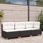 3-seater garden sofa with black synthetic rattan cushions by , Outdoor sofas - Ref: Foro24-365920, Price: 236,80 €, Discount: %