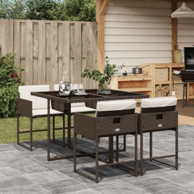 Garten-Essgruppe, 5-teilig, mit braunen Kunststoff-Rattan-Kissen. von , Gartensets - Ref: Foro24-3278024, Preis: 367,92 €, Ra...