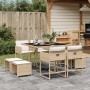 Garten-Essgruppe 9-teilig mit Kissen aus synthetischem Rattan in Beige. von , Gartensets - Ref: Foro24-3278085, Preis: 480,53...