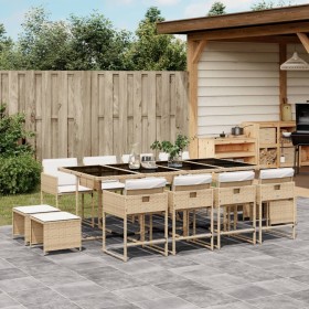 Garten-Essgruppe mit 13-teiligen Kissen aus synthetischem Rattan in Beige. von , Gartensets - Ref: Foro24-3278109, Preis: 901...