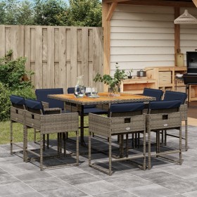 Garden dining set 9 pieces and gray synthetic rattan cushions by , Garden sets - Ref: Foro24-3278149, Price: 594,96 €, Discou...