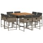 Garden dining set 9 pieces and gray synthetic rattan cushions by , Garden sets - Ref: Foro24-3278149, Price: 596,54 €, Discou...