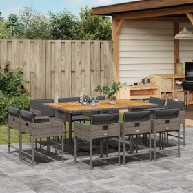 11-piece garden dining set with gray synthetic rattan cushions by , Garden sets - Ref: Foro24-3278161, Price: 781,99 €, Disco...