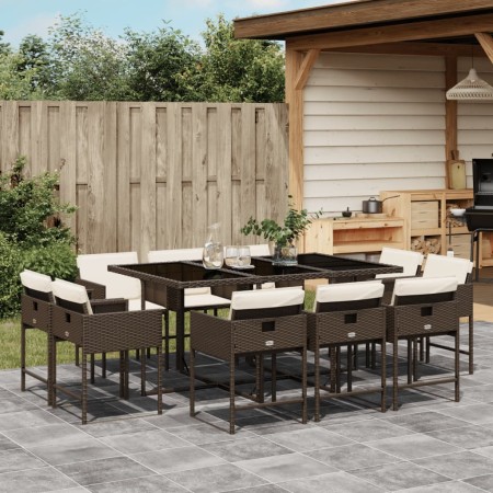 Garten-Essgruppe 11-teilig mit braunen Kunststoff-Rattan-Kissen. von , Gartensets - Ref: Foro24-3278156, Preis: 761,09 €, Rab...