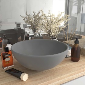 Luxury round washbasin in light gray matte ceramic 32.5x14 cm by vidaXL, Sinks - Ref: Foro24-146971, Price: 56,02 €, Discount: %