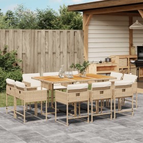 Garten-Essgruppe 11-teilig mit Kissen aus synthetischem Rattan in Beige. von , Gartensets - Ref: Foro24-3278163, Preis: 783,3...