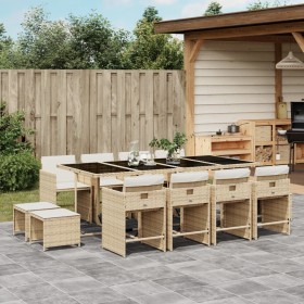 Garten-Essgruppe mit 13-teiligen Kissen aus synthetischem Rattan in Beige. von , Gartensets - Ref: Foro24-3277929, Preis: 835...