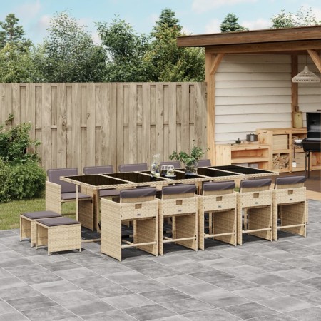 Garten-Essgruppe mit 15-teiligen Kissen aus synthetischem Rattan in Beige. von , Gartensets - Ref: Foro24-3277943, Preis: 1,0...