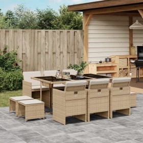 Garten-Essgruppe 11-teilig mit Kissen aus synthetischem Rattan in Beige. von , Gartensets - Ref: Foro24-3277737, Preis: 638,9...