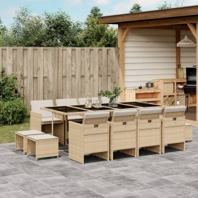 Garten-Essgruppe mit 13-teiligen Kissen aus synthetischem Rattan in Beige. von , Gartensets - Ref: Foro24-3277749, Preis: 866...