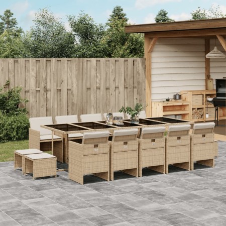 Garten-Essgruppe mit 15-teiligen Kissen aus synthetischem Rattan in Beige. von , Gartensets - Ref: Foro24-3277761, Preis: 1,0...