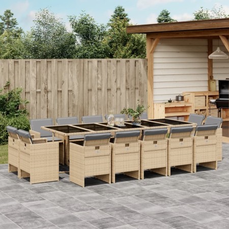 Garten-Essgruppe mit 15-teiligen Kissen aus synthetischem Rattan in Beige. von , Gartensets - Ref: Foro24-3277763, Preis: 1,0...