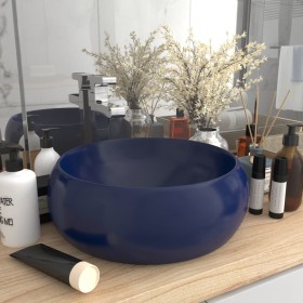 Matte dark blue round ceramic luxury washbasin 40x15 cm by vidaXL, Sinks - Ref: Foro24-147001, Price: 74,99 €, Discount: %