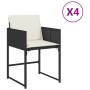 Garden chairs with cushions, 4 units, black synthetic rattan by , Garden chairs - Ref: Foro24-4007475, Price: 209,84 €, Disco...