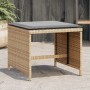 Garden stools with 4 beige PE rattan blend cushions 40x40x35cm by , Outdoor ottomans - Ref: Foro24-4007489, Price: 118,64 €, ...