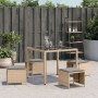 Gartenhocker mit 4 Stück Kissen aus PE-Rattan in Beige-Mix, 40x40x35cm. von , Hocker für den Außenbereich - Ref: Foro24-40074...