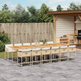 Garten-Essgruppe mit 13-teiligen Kissen aus synthetischem Rattan in Beige. von , Gartensets - Ref: Foro24-3278079, Preis: 1,0...