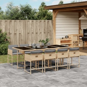 Garten-Essgruppe 9-teilig mit Kissen aus synthetischem Rattan in Beige. von , Gartensets - Ref: Foro24-3278051, Preis: 728,99...