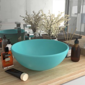 Matte light green round luxury ceramic washbasin 32.5x14 cm by vidaXL, Sinks - Ref: Foro24-146969, Price: 62,99 €, Discount: %