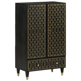 Solid mango wood tall sideboard 60x33x100 cm by , CD and DVD storage - Ref: Foro24-358350, Price: 177,82 €, Discount: %