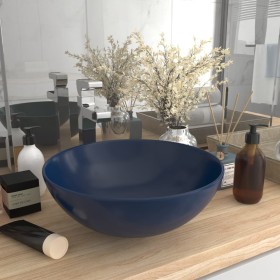 Dark Blue Ceramic Round Bathroom Sink by vidaXL, Sinks - Ref: Foro24-146979, Price: 55,99 €, Discount: %