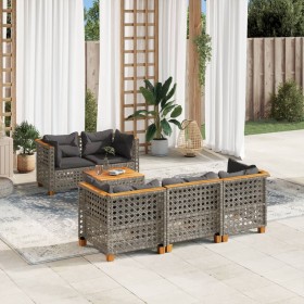 6-piece garden furniture set with gray synthetic rattan cushions by , Garden sets - Ref: Foro24-3261735, Price: 503,60 €, Dis...