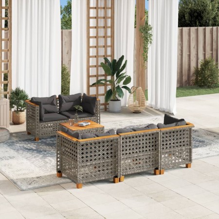 Gartenmöbel-Set 6-teilig mit grauen Polstern aus synthetischem Rattan von , Gartensets - Ref: Foro24-3261735, Preis: 501,10 €...