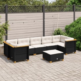 Gartensofa-Set und Kissen, 8-teilig, aus schwarzem Kunststoff-Rattan. von , Gartensets - Ref: Foro24-3261761, Preis: 627,16 €...