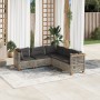 Gartensofagarnitur mit 5-teiligen Kissen aus grauem synthetischem Rattan. von , Gartensets - Ref: Foro24-3261825, Preis: 433,...